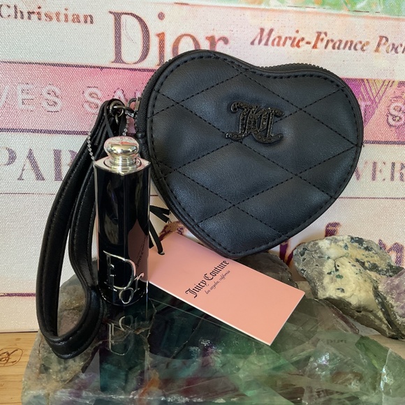 BUNDLE JUICY Couture Black Quilted Wristlet Bag & DIOR Lipstick Addict Red 872 - Picture 2 of 12
